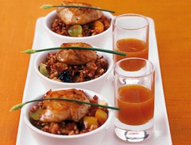 Berberitzen-Reis mit Huhn in Orangensauce