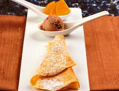 Crêpe mit Schokolade-Ingwer Sorbet