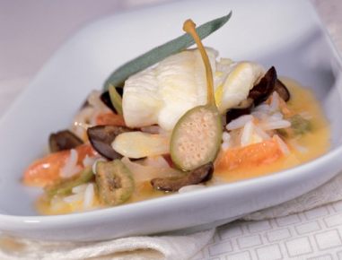 Seezungenfilets mit Olivenragout