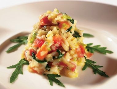 Rucolarisotto mit Parmaschinken