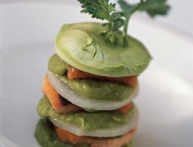 Kohlrabi-Lasagne mit Lachsforelle