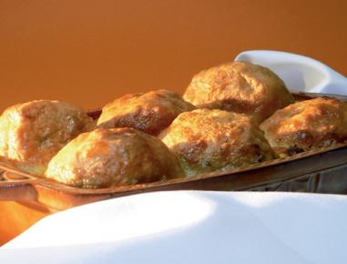 Überbackene Grammelknödel