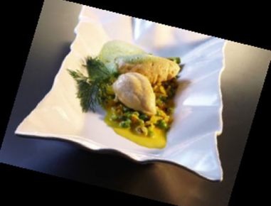 Hechtnockerl mit Safran- Erbsenreis