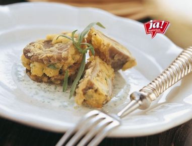 Gefüllte Austernpilze mit Kräuterjoghurt