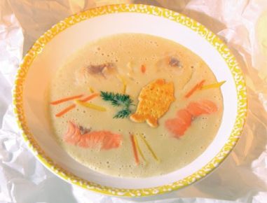Fischcremesuppe von der Lachsforelle