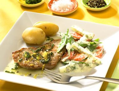 Frühlingsgemüse mit Kalbsschnitzel