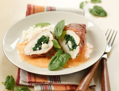 Gefüllte Hühnerbrust mit Spinat und Mozzarella