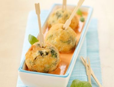 Gebackene Blattspinat-Risottoknödel