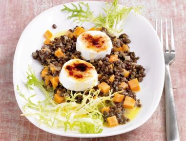 Lauwarmer Linsensalat mit Süßkartoffel