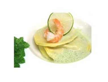 Shrimpsravioli mit einer leichten Limetten-Kräutersoße
