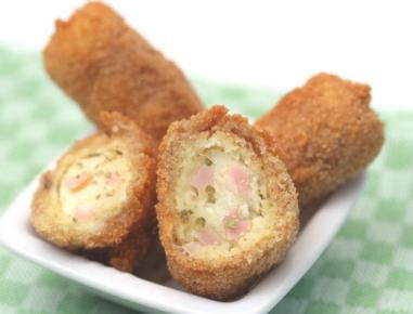Knusprige Erdäpfelkroketten mit Schinken
