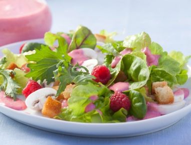 Grüner Salat mit Cremefine Himbeerdressing