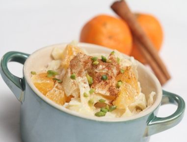 Süße Topfennudeln mit Mandarinen