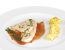 Pangasiusfilet natur mit brauner Kräuterbutter und Tomatensauce