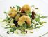 Gedämpfte Garnelen mit Aromaten auf Rucola