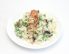 Truthahnmedaillons überbacken auf Erbsen-Champignon-Risotto