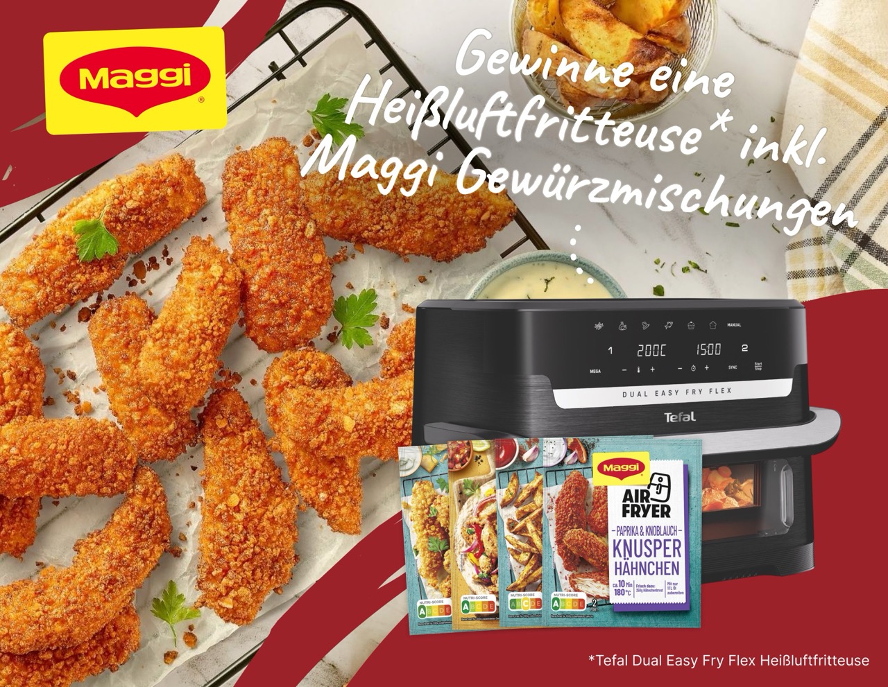 Jetzt gewinnen: 2x Dual Easy Fry Flex von Tefal & Maggi Fix für Airfryer!