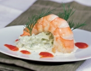 Marinierte Garnelen mit Gurkenspaghetti