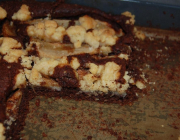 Birnenkuchen mit Schokoboden und Streuseln