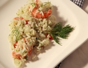 Reissalat mit Garnelen aus dem Dampfgarer