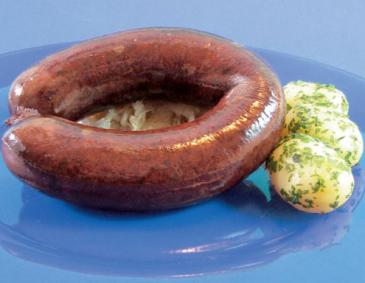 Blunzen mit Sauerkraut-Erdäpfelpuffer