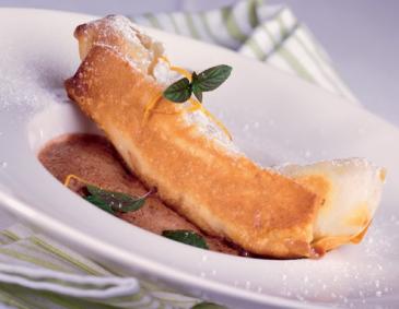 Gebackene Bananen mit Schoko-Minz-Sabayon