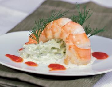 Marinierte Garnelen mit Gurkenspaghetti