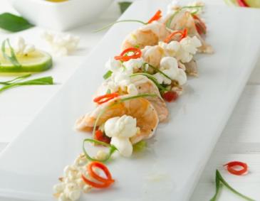 Garnelen-Ceviche mit Popcorn