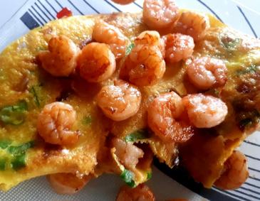 Omelette mit Shrimps