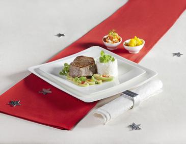 Rinderfilet mit Dipsaucen und Basmatireis