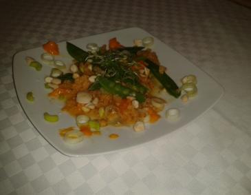 Oranger Linsen Salat mit Mango und Kresse