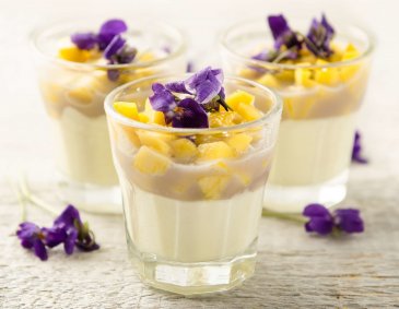 Veilchenmousse mit Mango