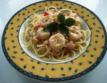 Spaghetti mit Shrimps
