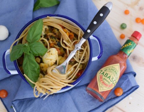 Würzige Zucchini-Tomaten-Spaghetti Rezept