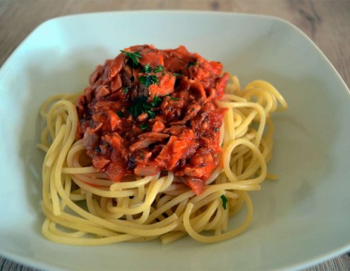 Thunfisch Tomaten Spaghetti Rezept Ichkoche At