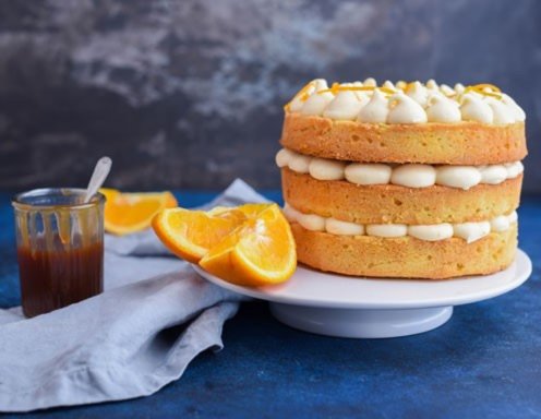 Naked Cake mit Orange und Karamell Rezept