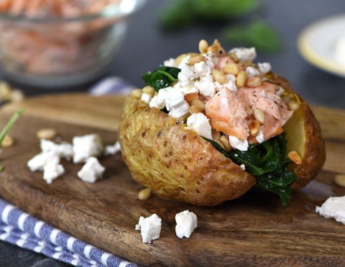 Ofenkartoffeln Mit Lachs Spinat Und Schafskase Rezept Ichkoche At