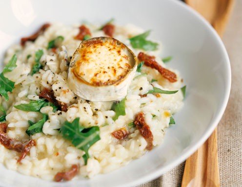 Risotto Mit Ziegenkase Getrockneten Tomaten Und Rucola Rezept Ichkoche At