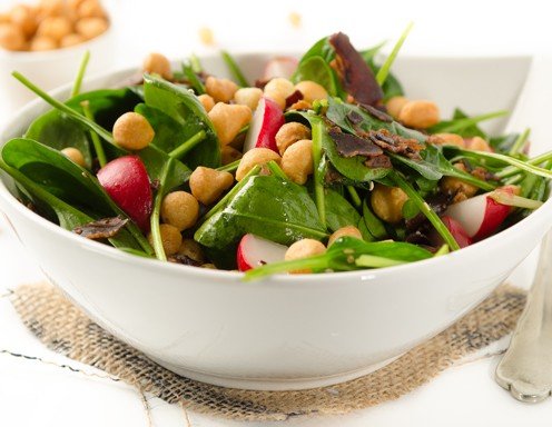 Rezept für Babyblattspinat-Salat mit Backerbsen