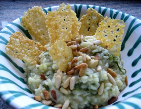 Risotto Mit Pak Choi Und Knusprigen Parmesanchips Rezept Ichkoche At