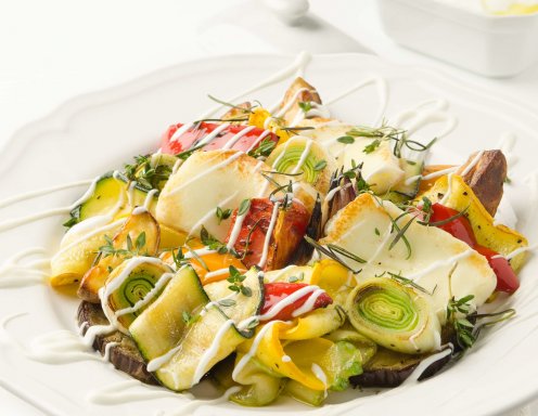 Gegrilltes Gemuse Mit Ofenkartoffeln Und Halloumi Rezept Ichkoche At